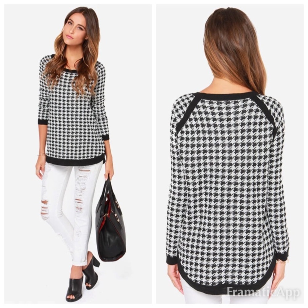 BB Dakota Nolan Houndstooth Tunic Sweater - Black & White